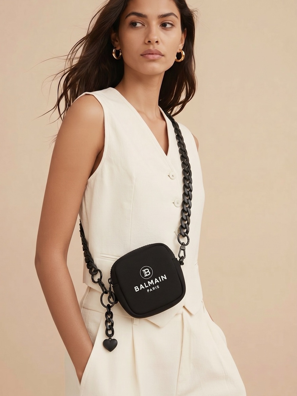Balmain Black bag, pouch is reworked